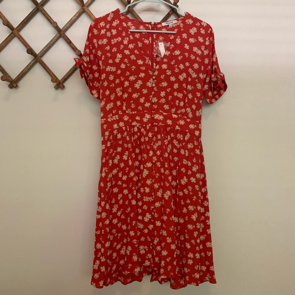Dark Red Floral Dress from Madewell